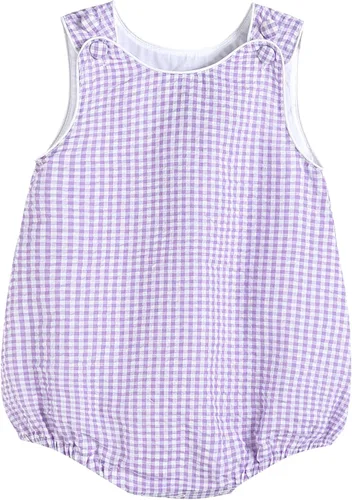 Vista 15 de Lil Cactus - Pelele de una pieza con diseño de burbujas, estilo seersucker o cuadros de gingham, para bebés y niños pequeños café Gingham