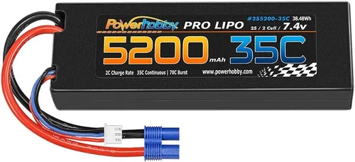 Vista 5 de Powerhobby 2S 7.4v 5200mah 35c Lipo Batería con EC3 Plug 2-Cell (paquete de 2) Compatible con: Losi Proboat ECX Vaterra