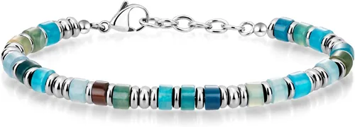 Vista 14 de SIUMAL Pulsera para hombre, pulseras bohemias de acero inoxidable para hombres, pulseras de cuentas, regalos de joyería para marido, padre, amigos