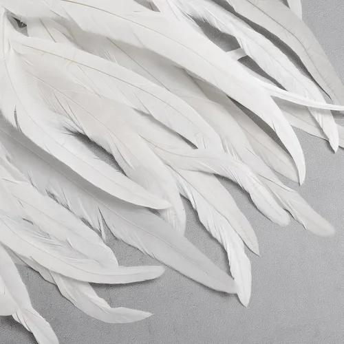 Vista 3 de Yuxung 100 plumas largas de cola de gallo natural a granel 12-14 pulgadas Blanco