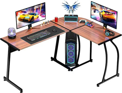 Vista 11 de ZenStyle Escritorio esquinero en forma de L de 58.1 pulgadas, para computadora, oficina en casa, mesa para computadora portátil, estación de trabajo