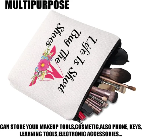 Vista 3 de JYTAPP Bolsa de maquillaje para amantes de los zapatos, bolsa de maquillaje de tacón alto, bolsa de cosméticos novedosa para mujer, mujer, niña