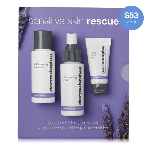 Vista 4 de Dermalogica Kit de rescate de piel sensible, el juego contiene: lavado facial, tónico e hidratante facial, cuidado de la piel para calmar, calmar