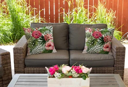 Vista 5 de Nphuriy Funda de almohada de 16 x 16 pulgadas, diseño floral tropical de acuarela, funda de almohada cuadrada decorativa suave, decoración del hogar