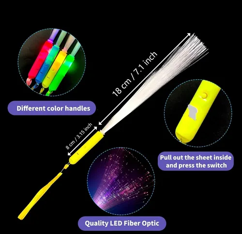 Vista 2 de Paquete de 30 varitas LED de fibra óptica, barras luminosas a granel con 3 modelos intermitentes para Navidad, día de San Valentín, conciertos