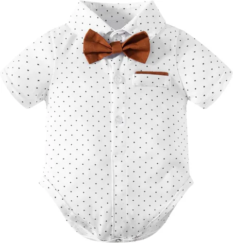 Vista 2 de MOMMY'S NEW MAN Ropa de bebé recién nacido, esmoquin, manga corta, trajes de caballero 0-24 meses, camisa + pajarita, sombrero de boina, pantalones