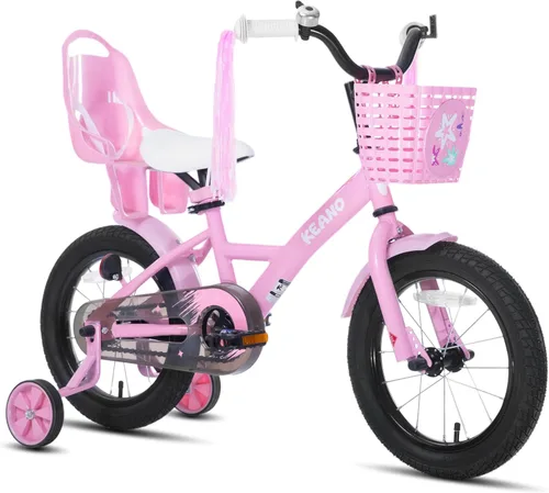 Vista 9 de KEANO Zinnia 14 16 20 Inch Kids Bike for Girls Ages 3-10 Years, Girls' Bikes with Training Wheels, Streamers, Basket and Doll Seat, Children Bicycles