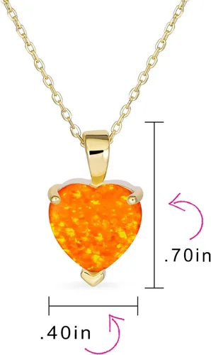 Vista 4 de Romántica nupcial Danity Opulencia 5CT Juego de puntas solitario creado naranja blanco ópalo colgante en forma de corazón para mujer, chapado en oro