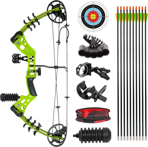 Vista 11 de Kit compuesto de arco y flecha, juego de arco y flecha juvenil, peso de tracción de 15-45 libras, longitud de tracción de 18 a 29 pulgadas, arco