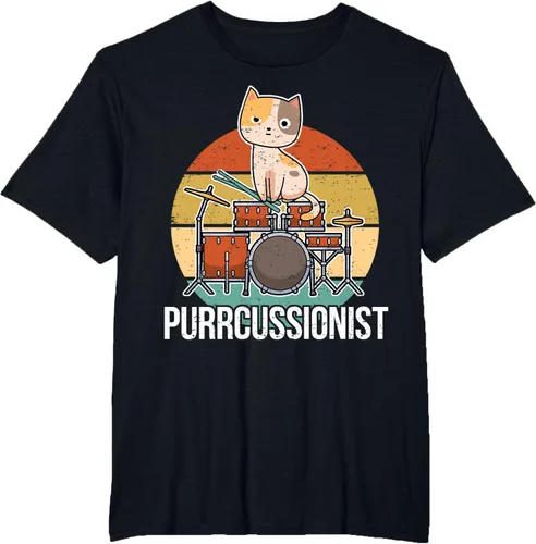 Vista 47 de Funny Percussion Drummer Drumming Drums Saying I Kitten Cat Camiseta, Negro, S
