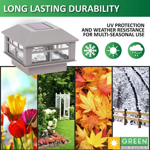 Vista 6 de GreenLighting - Lámpara de diseño moderno accionada con energía solar (2 unidades) de 10 lúmenes para postes de 4 x 4 o 5 x 5 pulgadas (negro)