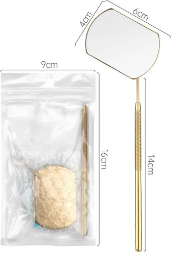 Vista 2 de Espejo de pestañas para extensiones de pestañas, herramienta de maquillaje de pestañas de acero inoxidable para pestañas postizas y adhesivos