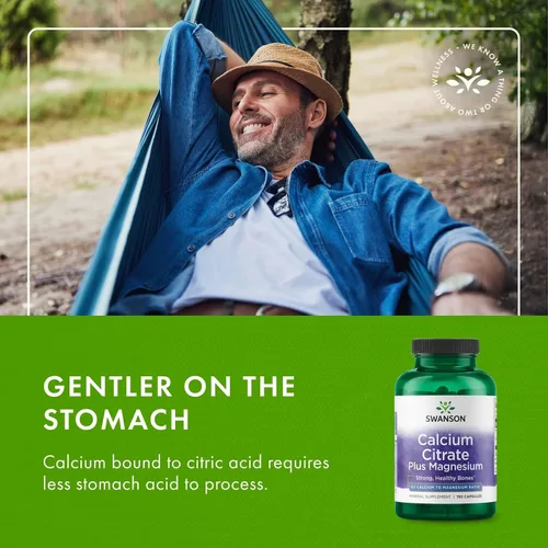 Vista 6 de Swanson Citrato de calcio más magnesio – Suplemento mineral que promueve huesos fuertes, producción de energía y relajación muscular – Puede apoyar