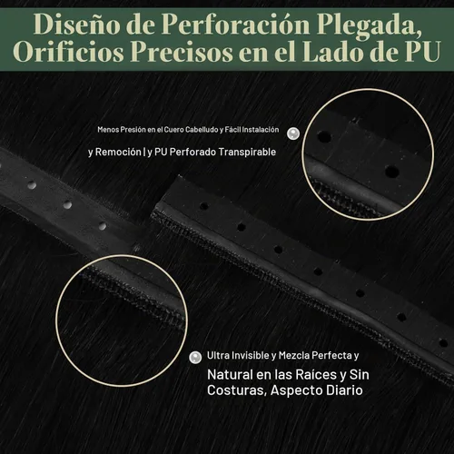 Vista 3 de Ugeat Extensiones de cabello humano de trama de mariposa, color negro, 16