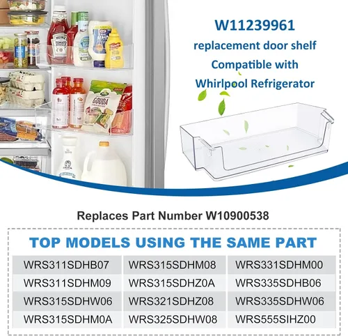Vista 6 de W11239961 - Contenedor de estante para puerta compatible con refrigerador Whirlpool WRS321SDH WRS311SDH WRS325SDH, reemplaza W10900538 AP6333410