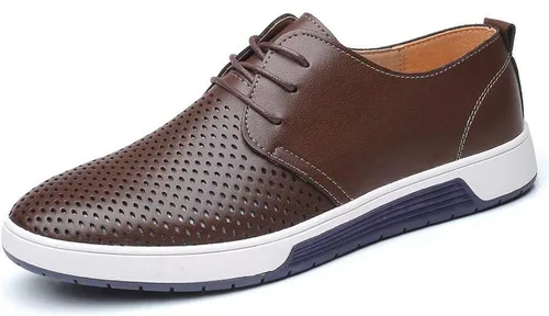 Vista 2 de konhill Zapatos Oxford casuales para hombre, zapatos de vestir transpirables, mocasines con cordones planos