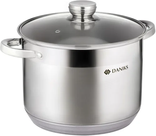 Vista 13 de Daniks Olla Estándar de Acero Inoxidable de 2 Cuartos con Tapa de Vidrio, Fondo Tri-Capa para Calentamiento Uniforme, Compatible con Inducción, Apta