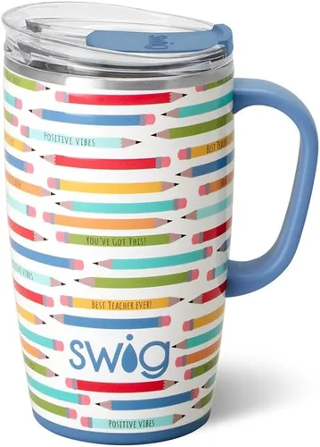 Vista 8 de Swig Life Taza de Viaje de 18 oz, Vaso Aislante con Asa y Tapa, Taza de Café de Viaje, Compatible con Portavasos, Acero Inoxidable, Vaso de 18 oz