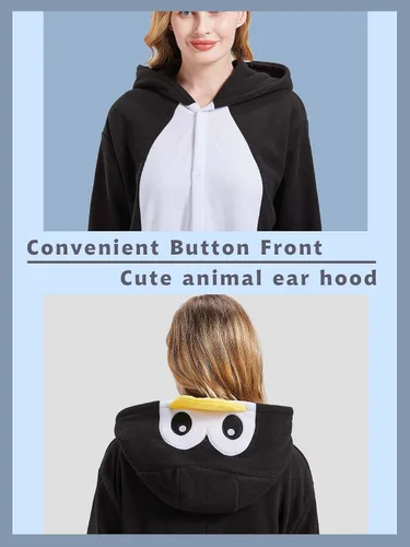 Vista 7 de Magicalani Pijama mameluco para adultos, disfraz unisex de animales de Halloween, ropa de dormir para hombres y mujeres, traje de cosplay cómodo