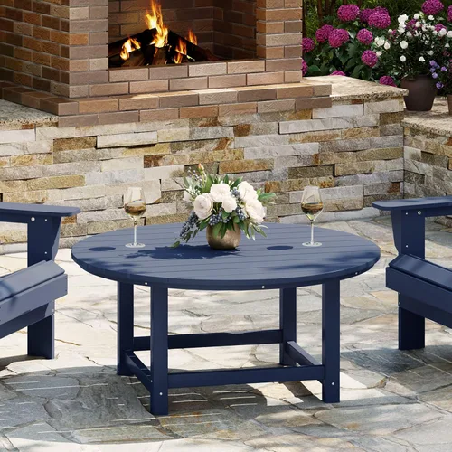 Vista 13 de WestinTrends Mesa de café de patio cuadrada de HDPE Malibu para exteriores de bajo perfil, marrón oscuro