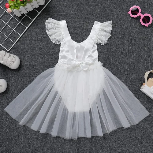 Vista 15 de Traje de bebé niña primer cumpleaños traje de encaje tul mameluco princesa tutú vestido de un año cumpleaños pastel Smash fotografía ropa