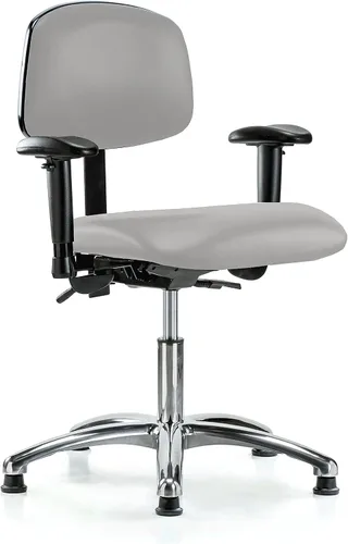 Vista 28 de PERCH - Silla giratoria con ruedas para alfombra o linóleo, cromado, Textil, Tela negra