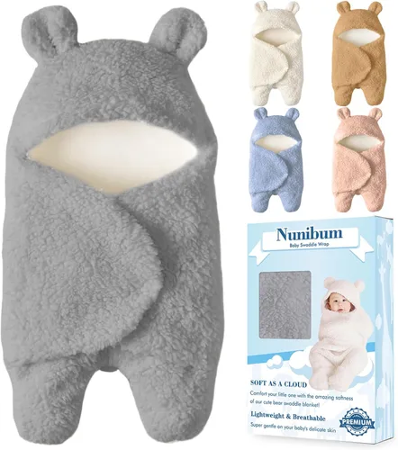 Vista 9 de Nunibum Manta Envolvente para Bebé Niños Niñas Lindo Oso de Felpa Manta Receptora Esencial Ultra-Suave Lista de Regalos para Recién Nacidos Azul