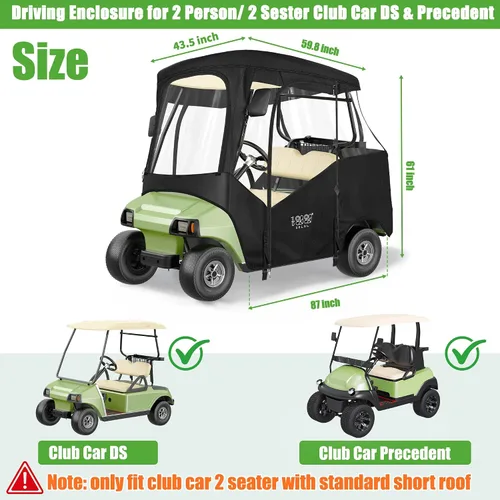 Vista 3 de 10L0L Carcasa para carrito de golf para 2 plazas Club Car DS Precedent Adward y Tempo, 600D impermeable y resistente al viento, cubierta