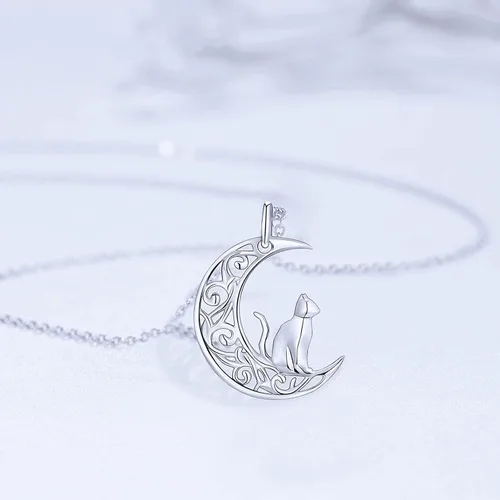 Vista 4 de Dreamboat Cat Owl Bear Cheetah Leopard Bunny Pendant Necklace 925 Sterling Silver Animal Necklace for Women Girls Mom Men Jewelry Gifts