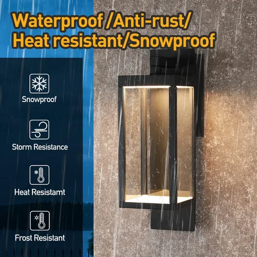 Vista 5 de Aplique de pared con sensor de atardecer a amanecer, lámpara de pared exterior integrada LED, luces de montaje en pared antioxidantes, impermeable