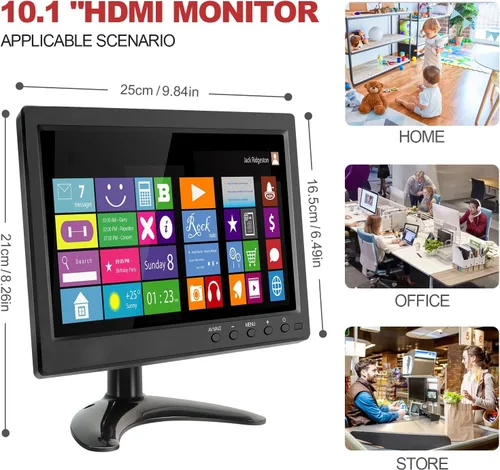 Vista 2 de Monitor de seguridad 10.1 "FHD CCTV Monitor de PC con VGA HDMI BNC AV entrada USB Altavoz incorporado 178 Gran angular para Raspberry Pi Game