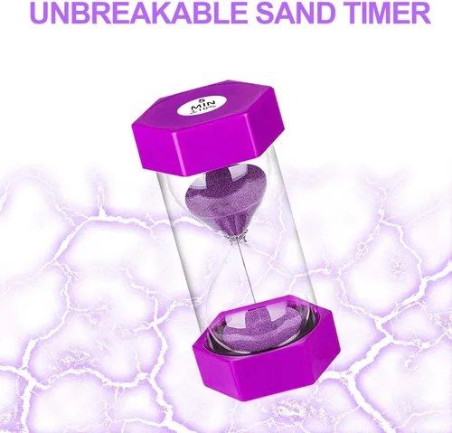 Vista 6 de SuLiao Temporizadores de arena 1m/2m/3m/5m/10 minutos, temporizador de arena de reloj de arena de plástico para niños, reloj de arena grande