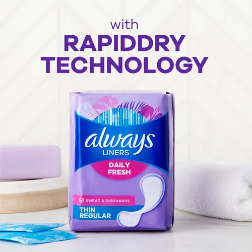 Vista 6 de Always Daily Fresh Thin Liners, absorción regular, protectores de braga sin perfume, 864 unidades, paquete de 4
