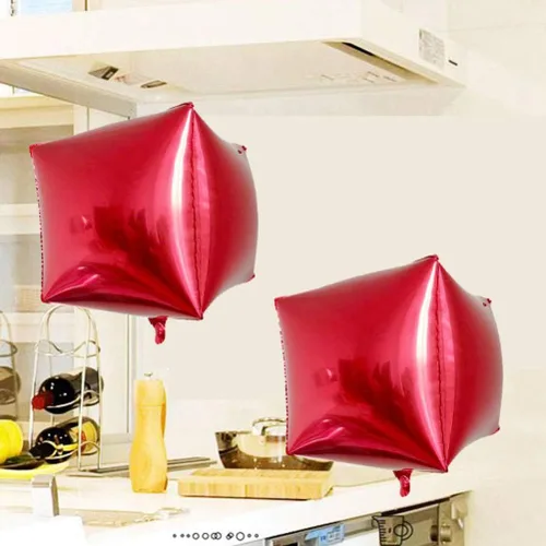 Vista 5 de Happyyami 3 globos de papel de aluminio cuadrado 4D para decoración de San Valentín, cumpleaños, boda, fiesta (rojo)
