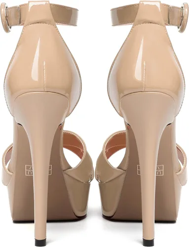 Vista 88 de MODENCOCO Sandalias de boda con correa de tobillo sexy para mujer, con plataforma y puntera abierta, tacón de aguja y tacón alto, zapatos de vestir
