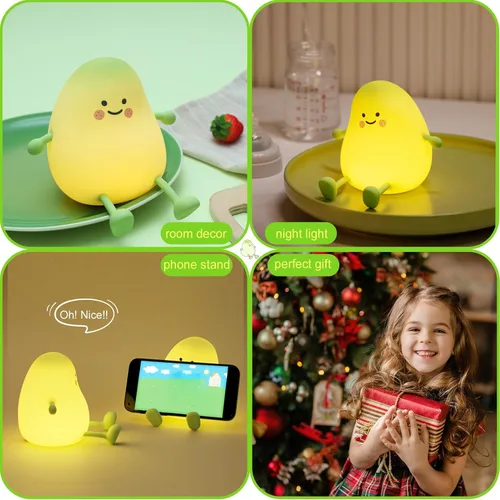 Vista 5 de Linda luz nocturna para niños, lámpara de sueño de mango, luz cálida, decoración de dormitorio, luz nocturna de silicona, luces nocturnas de bebé