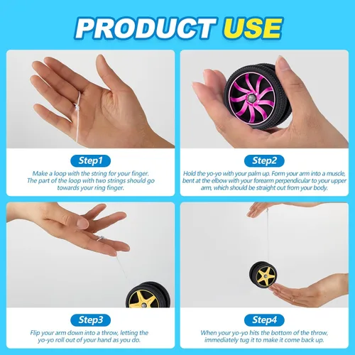 Vista 3 de Silipull 24 piezas de yoyos de rueda para niños, mini yoyos de plástico, regalos de fiesta de carreras para principiantes, adultos, adolescentes