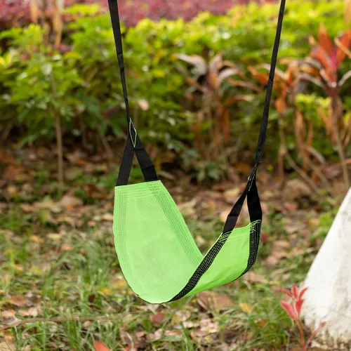 Vista 4 de Patio interior y al aire libre Patio Patio Kids Fun Hanging Mesh Fabric Tree Swing con correa ajustable (verde)