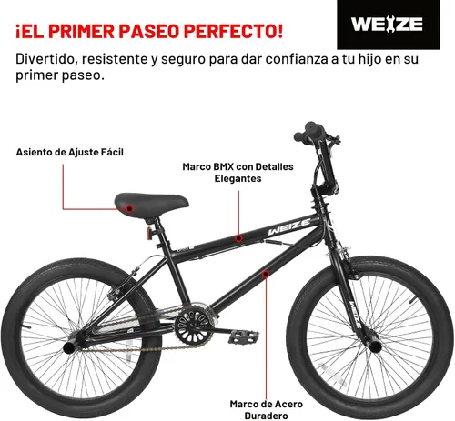 Vista 5 de WEIZE Freestyle BMX Bike 20 inch Trick Bicycle Negro