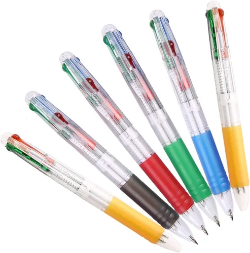 Vista 3 de Bolígrafo multicolor de 0.028 in, tinta de 4 colores (negro, azul, rojo, verde) en un bolígrafo retráctil para suministros escolares de oficina