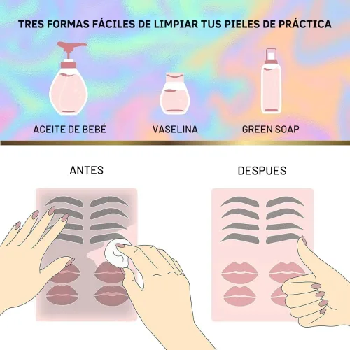 Vista 6 de BRAWNA [Versión mejorada] Plantilla de práctica de cejas con piel de práctica de microblading Plantilla de microblading para tatuaje de cejas