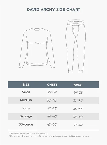 Vista 6 de DAVID ARCHY Thermal Underwear for Men Cotton Fleece Lined Men's Thermal Bottoms & Sets Stretch Base Layer Tops & Long Johns