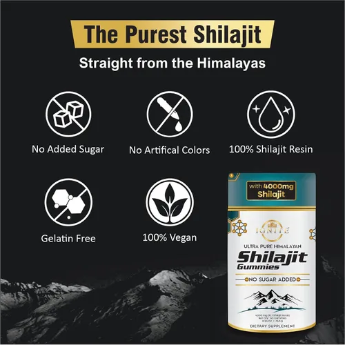 Vista 5 de MBDH Wellness Gomitas Shilajit del Himalaya puras de 4000 mg, sin azúcar con Ashwagandha KSM-66, Gokshura y 75% ácido fúlvico, 60 gomitas