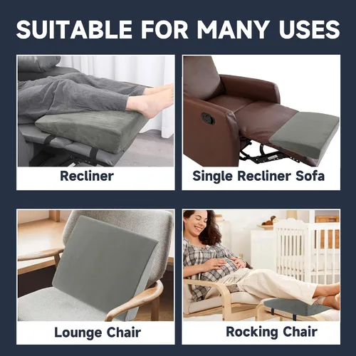 Vista 7 de Almohada de cuña para reclinar, almohada para las piernas de espuma extra grande con cojín de reposapiés ajustable, almohada de cuña para elevación