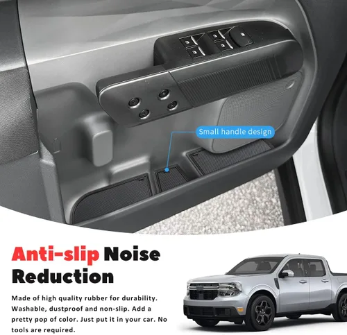 Vista 4 de Auovo Inserto para Portavasos Compatible con Accesorios Ford Maverick 2022 2023 2024 2025 Forros para Portavasos de Consola Central Forros para Negro
