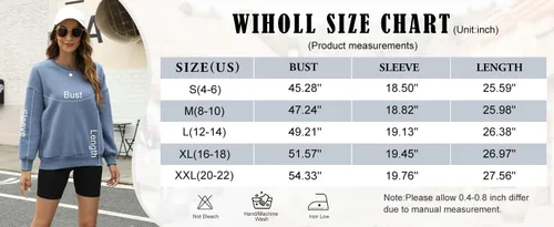 Vista 6 de WIHOLL Womens Sweatshirts Crewneck Long Sleeve Solid Color Tops Fleece Pullover