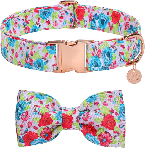 Vista 8 de Collar de perro con lazo, collares de Navidad con lazo desmontable y hebilla de metal, collar ajustable, regalo para perros pequeños, medianos