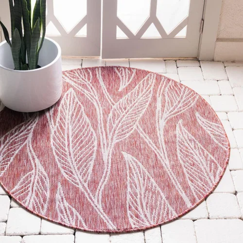 Vista 29 de Unique Loom Outdoor Botanical Collection Alfombra de área - Hoja (1.6 m x 2.4 m Rectangular, Carbón Marfil)