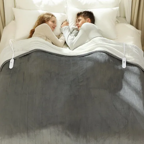 Vista 42 de Manta térmica eléctrica de franela Sherpa de 50 x 60 pulgadas - Manta eléctrica suave con 5 niveles de calefacción y 4 horas de apagado automático
