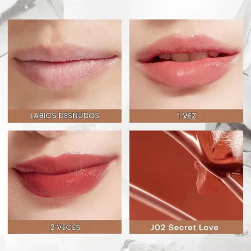 Vista 3 de Mistine Brillo labial de maquillaje, fontanero, no pegajoso, con infusión de péptido, con 1% de péptido, acabado brillante, tinte de labios